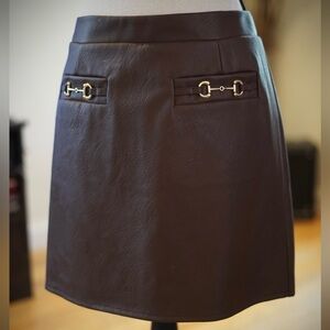 7 for All Mankind Brown Vegan Leather Miniskirt sz L NWT!